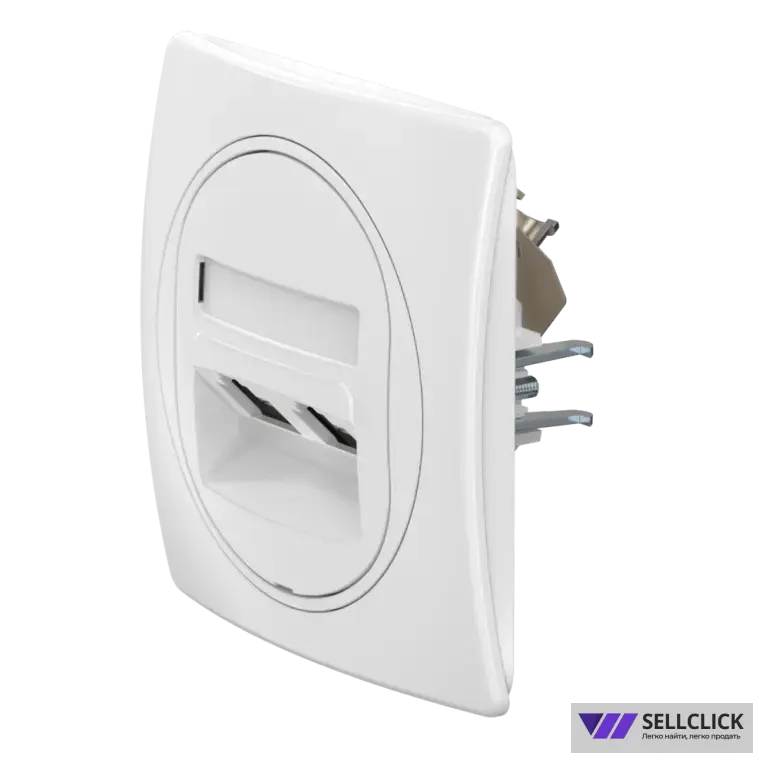 Розетка скрытой установки двойная компьютерная CADUCEUS ALING EON с модулями Keystone RJ45 8P8C, cat.6, FTP