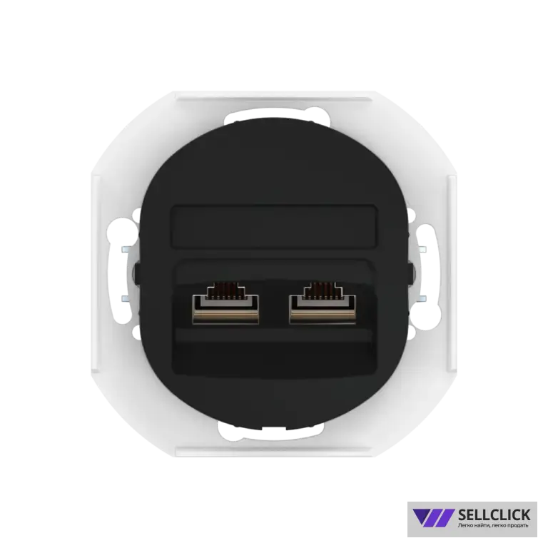 Встраиваемая двойная компьютерная розетка CADUCEUS ALING EON с модулями Keystone RJ45 8P8C cat.5e FTP, механизм