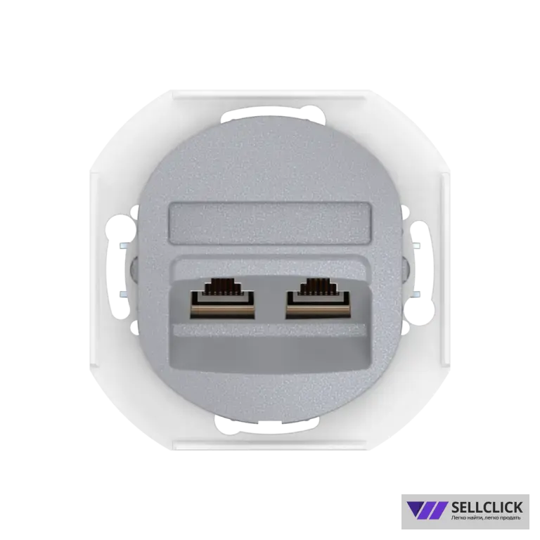 Встраиваемая двойная компьютерная розетка CADUCEUS ALING EON с модулями Keystone RJ45 8P8C cat.5e FTP, механизм
