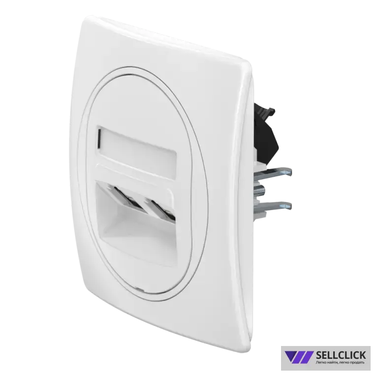 Встраиваемая двойная компьютерная розетка CADUCEUS ALING EON с модулями Keystone RJ45 8P8C, cat.5e, UTP