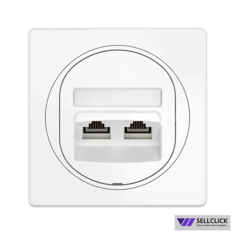 Розетка скрытой установки двойная компьютерная CADUCEUS ALING EON с модулями Keystone RJ45 8P8C, cat.6, UTP