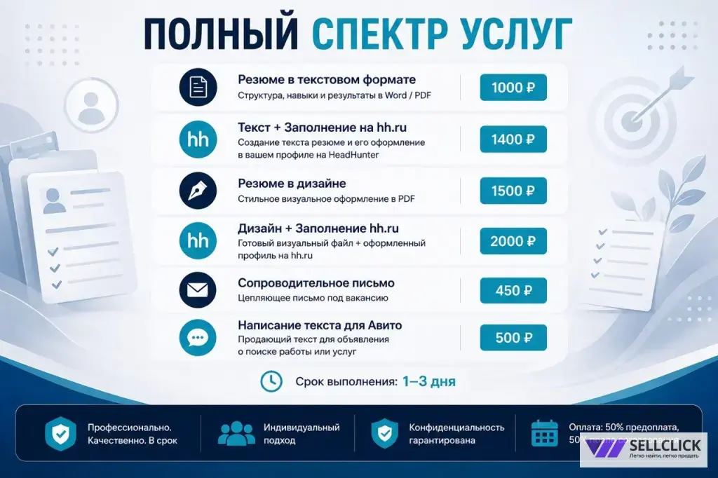 Составление Резюме / Заполнение на hh.ru