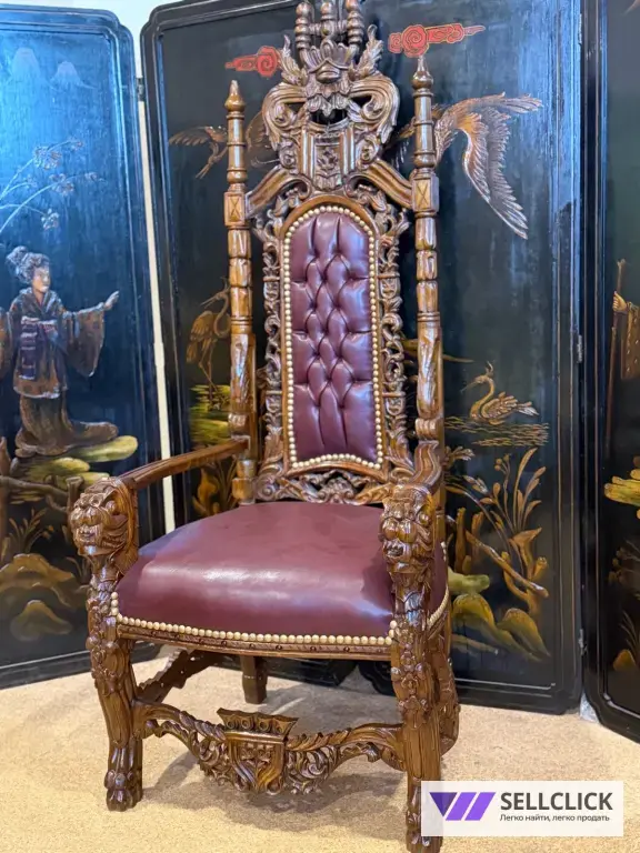 Кресло. Трон. Мебель ренессанс. Массив. Винтаж