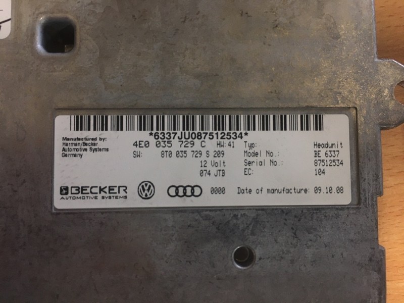 Блок управления MMI на Audi A4 B8 / Ауди А4 Б8 2007-2015г. Оригинал. В отличном состоянии, рабочий. Контрактная запчасть из Японии. Отправим в регионы ТК.