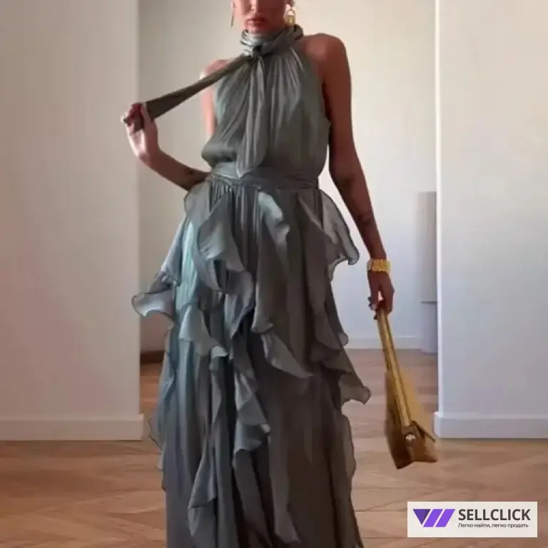 Zara Роскошное макси платье из шифона