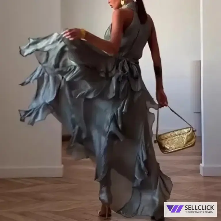Zara Роскошное макси платье из шифона