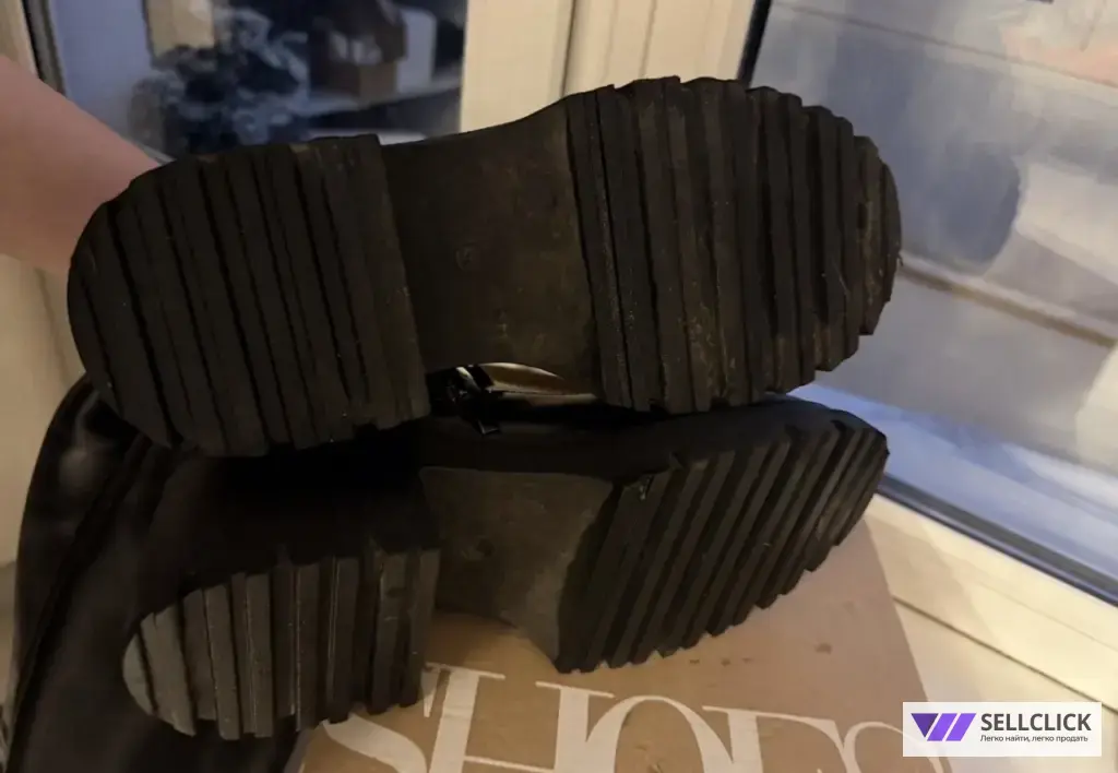 Кожаные сапоги-чулки ботфорты тракторной подошве