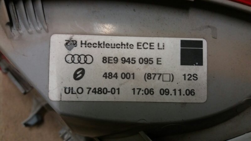 Фонарь задний наружный левый на Audi A4 B7 / Ауди А4 Б7 2005-2007г. Оригинал. В отличном состоянии. Контрактная запчасть из Японии. Без пробега по РФ. Отправим в регионы ТК.