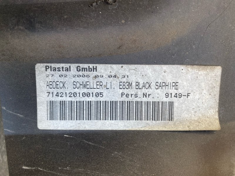 Накладки порогов наружные левая, правая комплект на BMW X3 E83 / BMW Х3 Е83 2004-2010г.\nОригинал.\nМ Пакет / M-Technik. Цвет черный.\nВ отличном состоянии. Без дефектов. Цена за 2шт.\nКонтрактная запчасть из Японии. Отправим в регионы ТК.