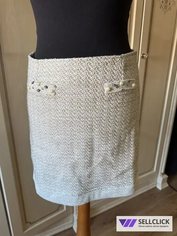 Костюм в стиле Шанель, укороченый жакет с мини-юбкой, твидовый