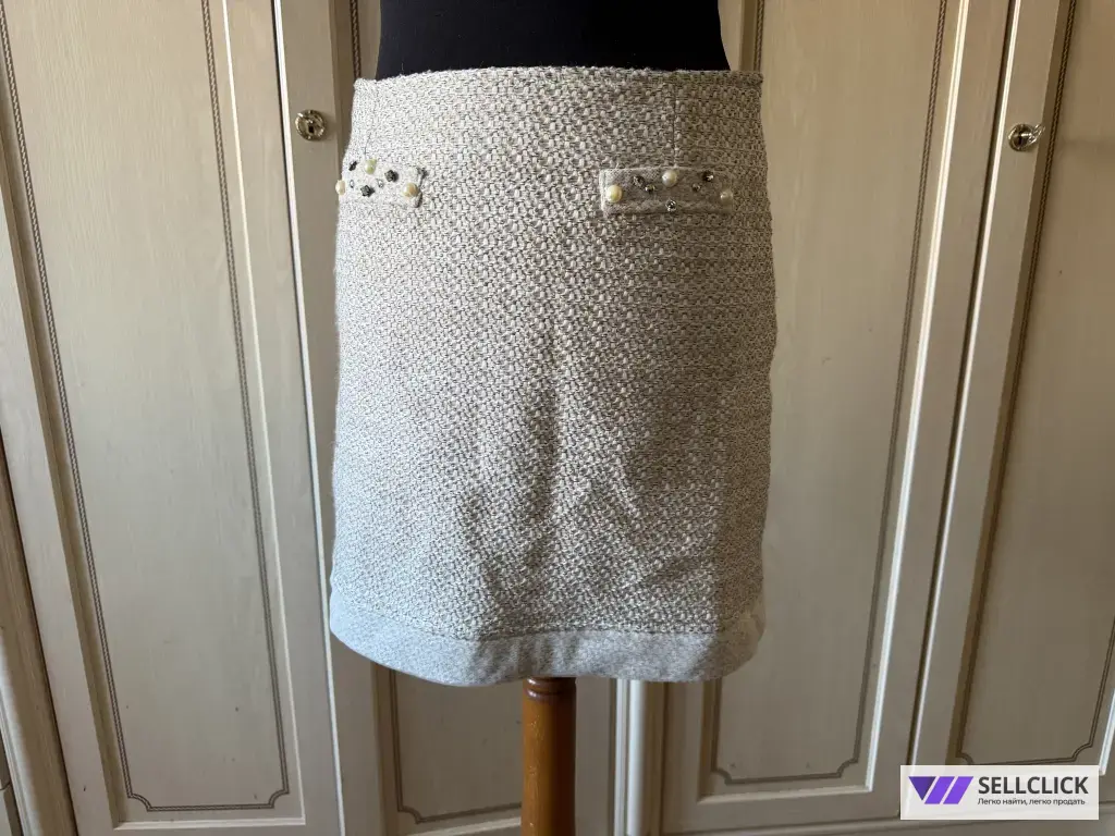 Костюм в стиле Шанель, укороченый жакет с мини-юбкой, твидовый