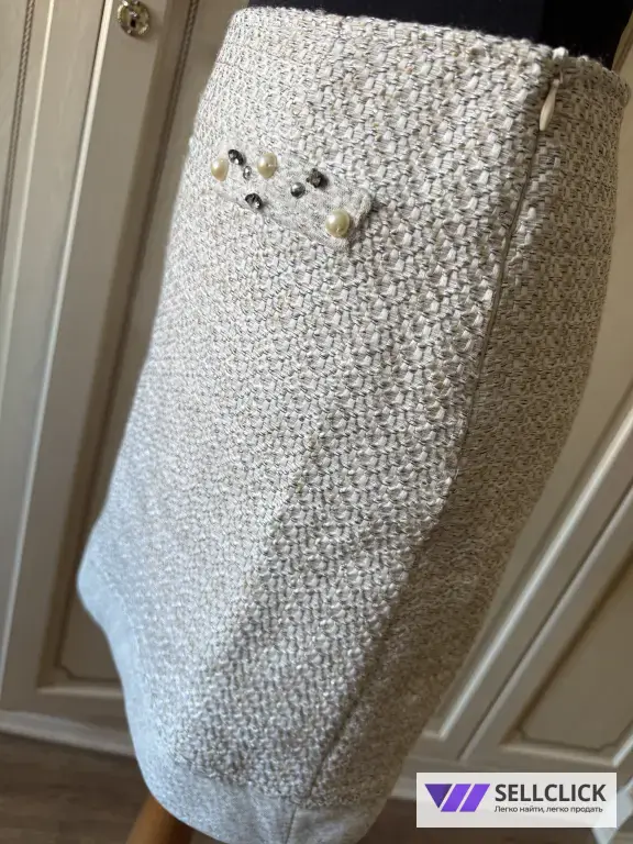 Костюм в стиле Шанель, укороченый жакет с мини-юбкой, твидовый