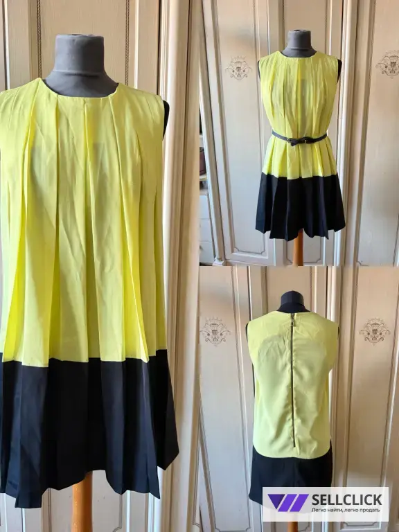 Желтое мини платье.