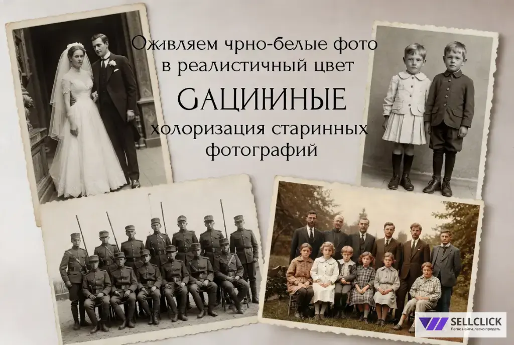 Окрашивание старых чёрно-белых фото — реалистично и недорого